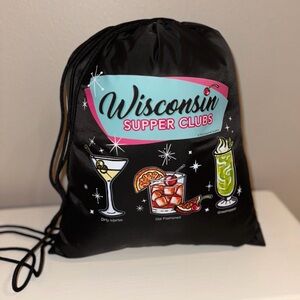 Wisconsin Supper Clubs Drawstring Bag.  NWT